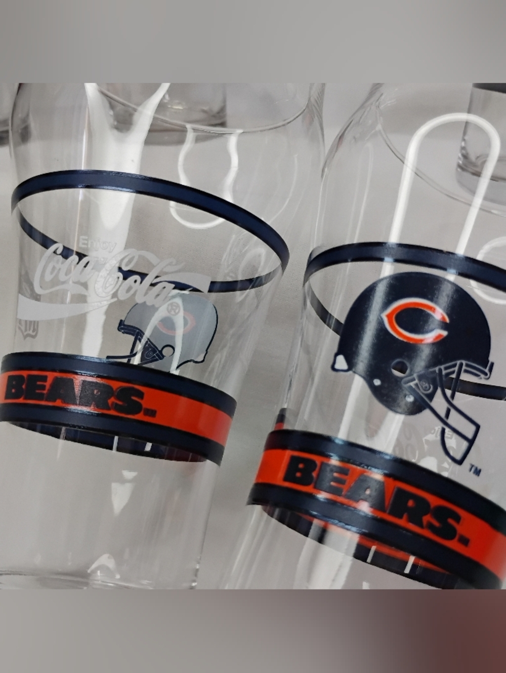 Vintage 5pc Set Chicago Bears Coca-Cola Bar Pub Glasses NFL Football Drinkware - Picture 10 of 11